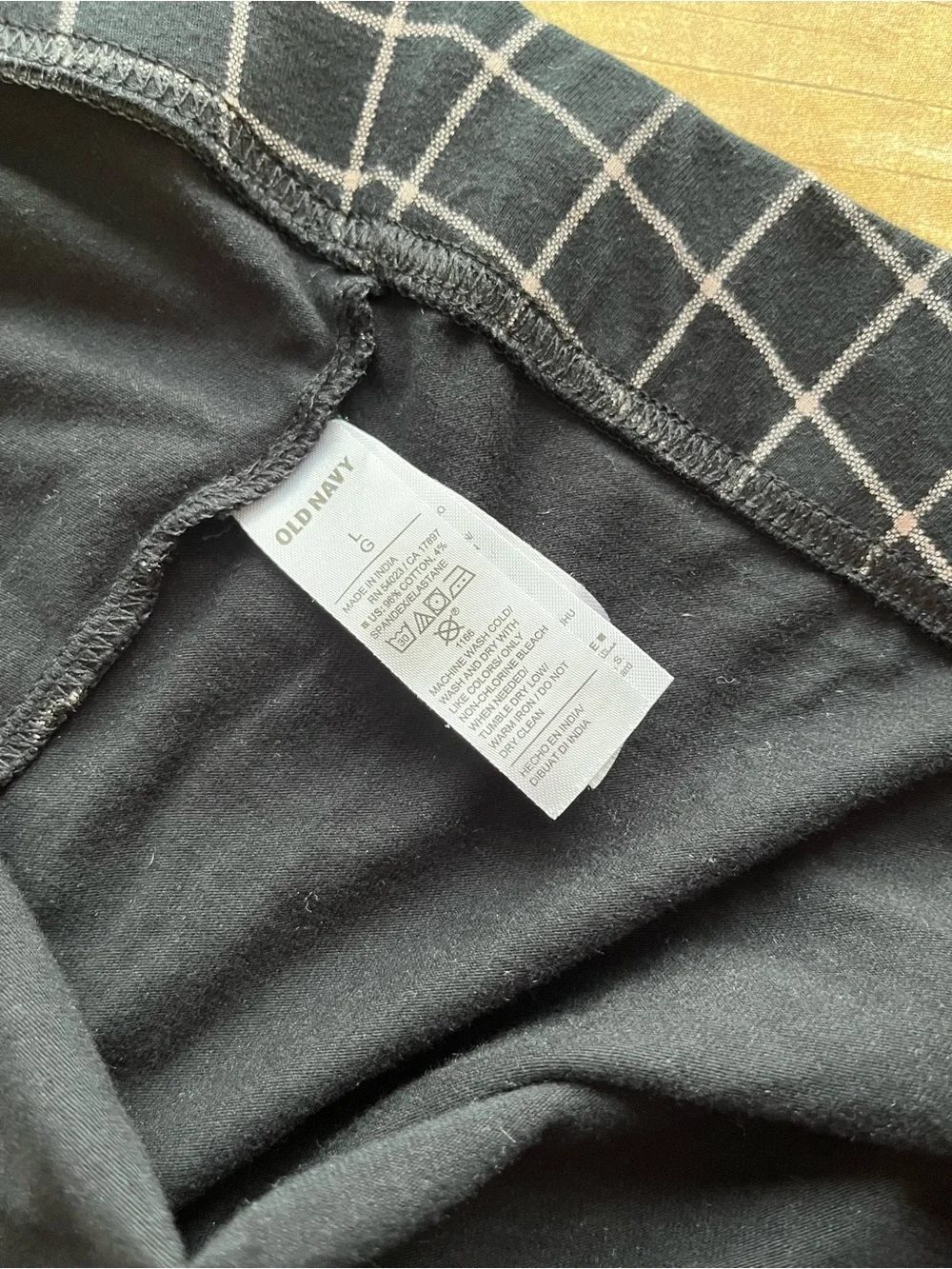 Old Navy Women's Black White Windowpane Stretch Pants Leggings EUC Size Large